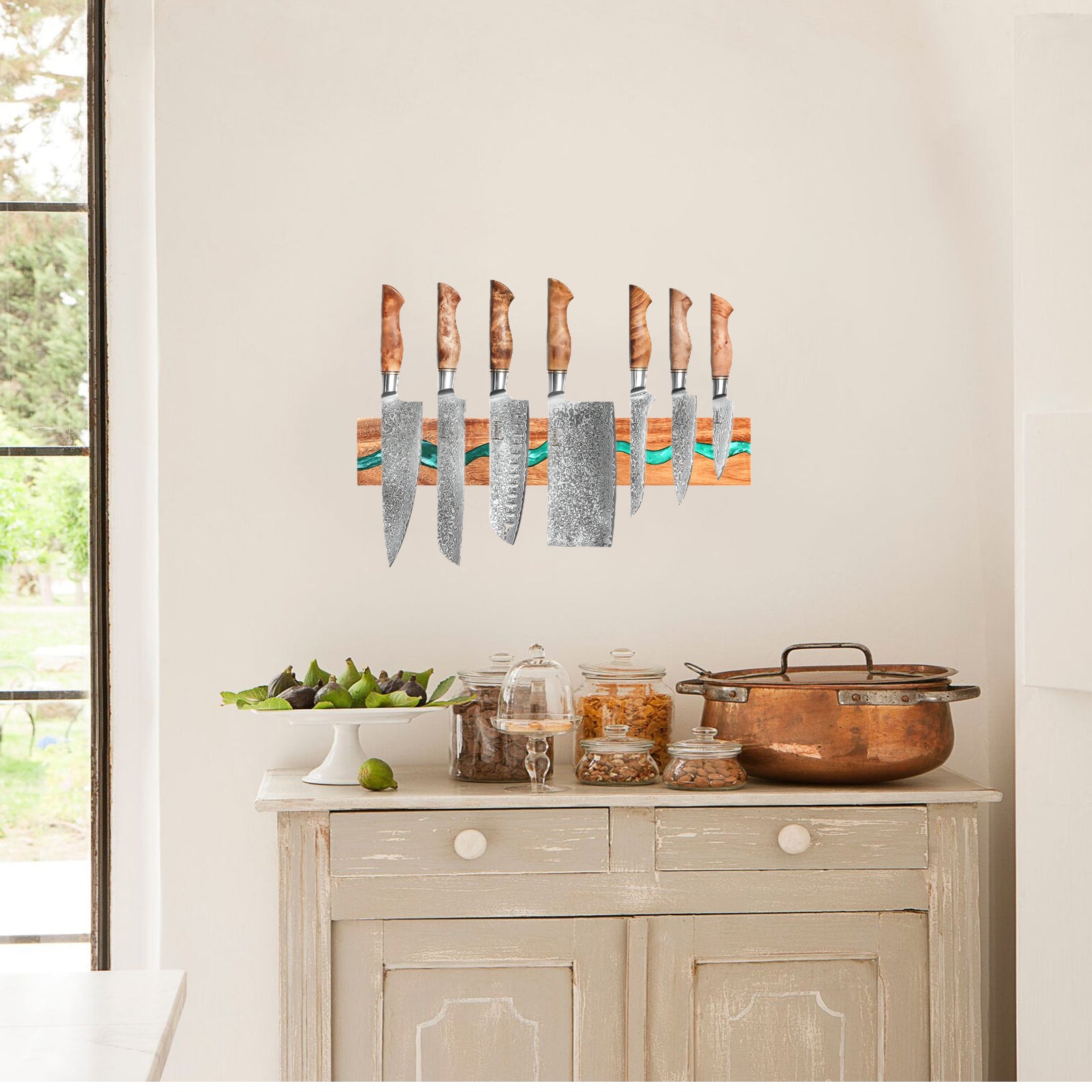 Wood Resin Knife Strip Wall Mounted – Strong Magnetic Knife Holder 40cm