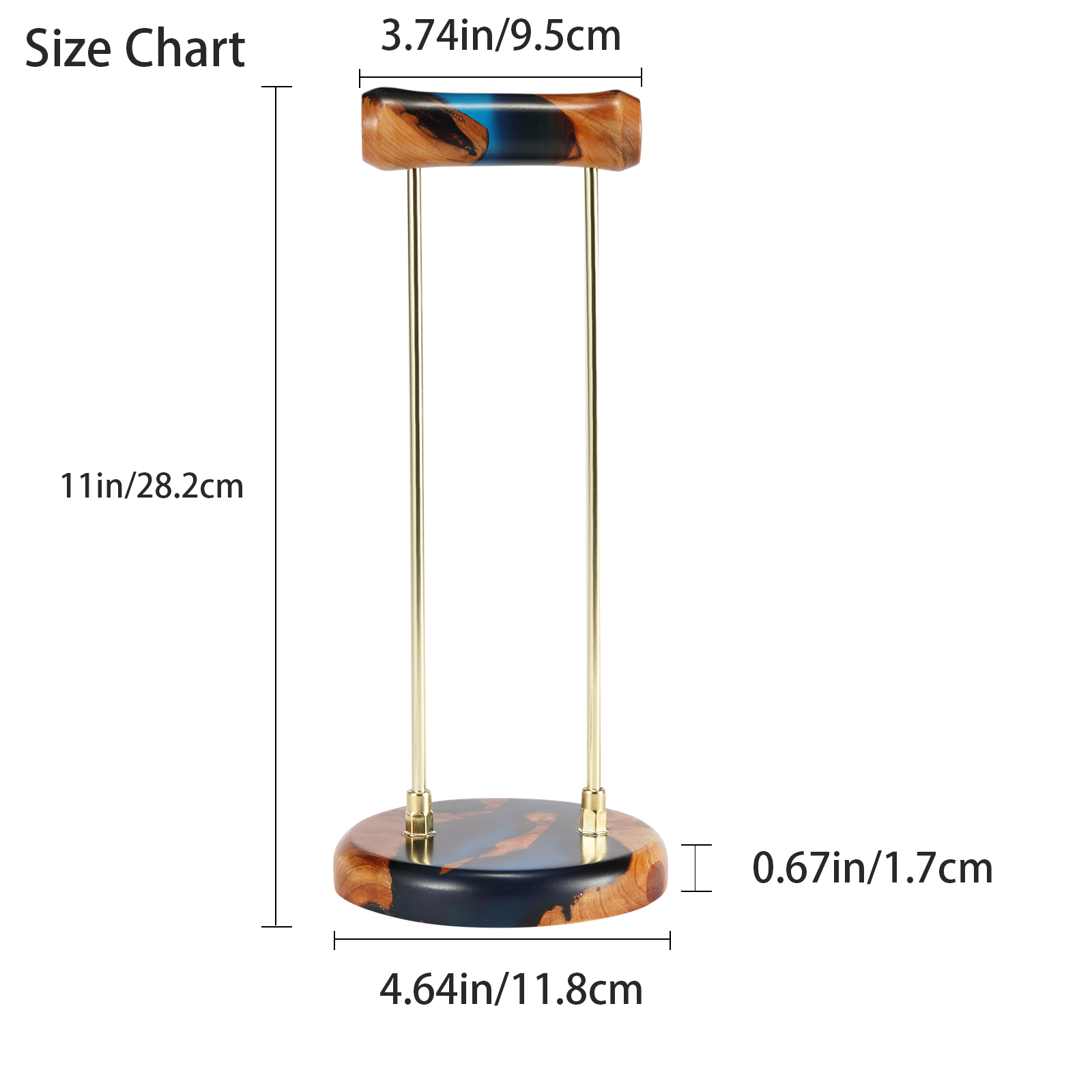 Handmade resin and wood headphone stand unique gift for music lover
